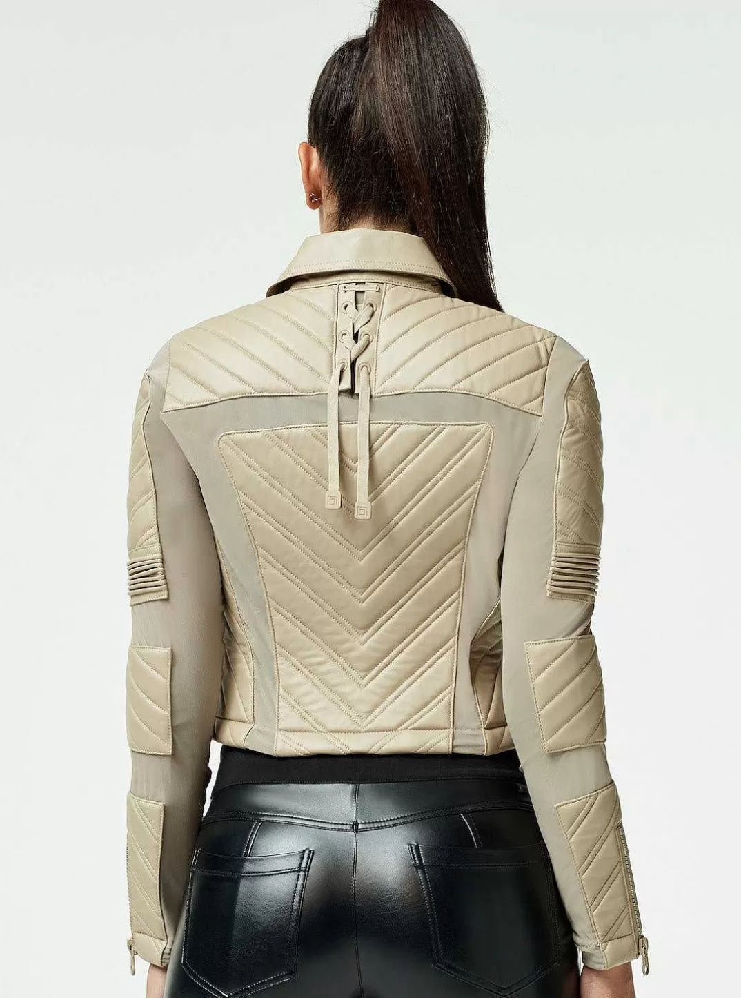 Blanc Noir Acceleration Asym Moto Mesh Veste En Cuir^Femmes Motos