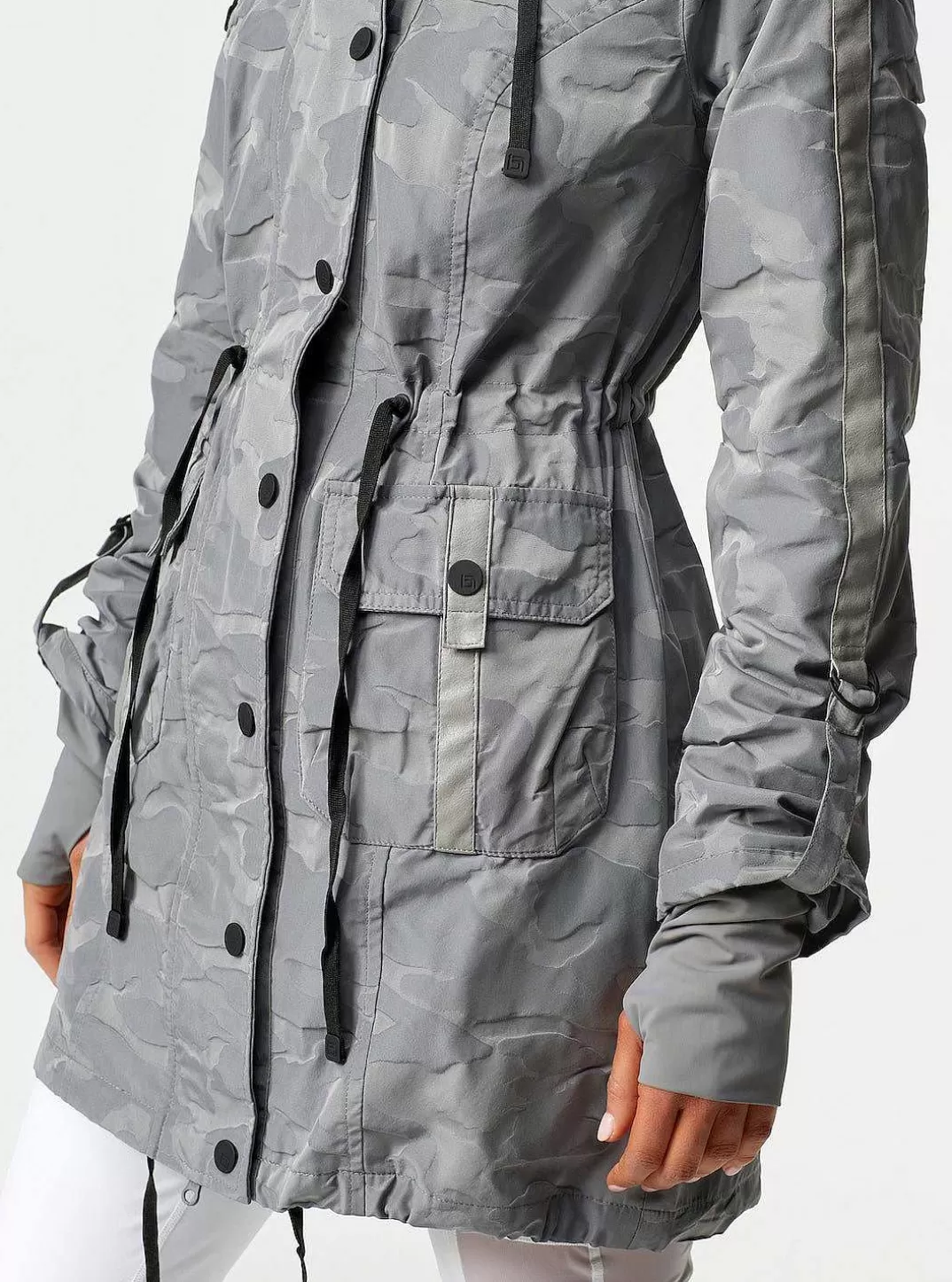 Blanc Noir Anorak Camo - Peau De Requin Gris Moyen^Femmes Vestes Et Anoraks