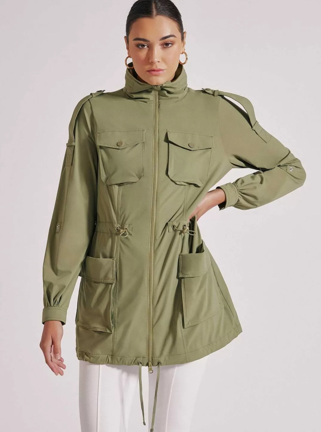 Blanc Noir Anorak Cerveau^Femmes Olive