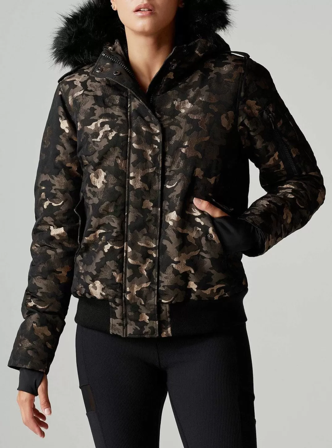 Blanc Noir Bomber Hayden Camouflage Lurex^Femmes Doudounes Et Manteaux