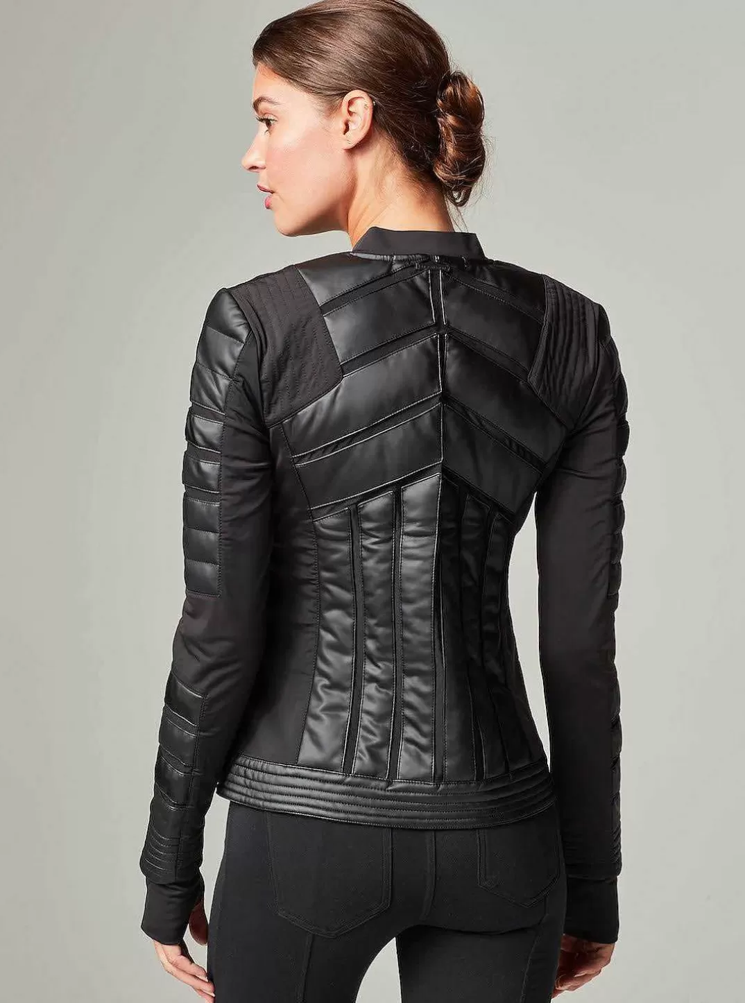 Blanc Noir Bomber Incruste De Maille^Femmes Motos