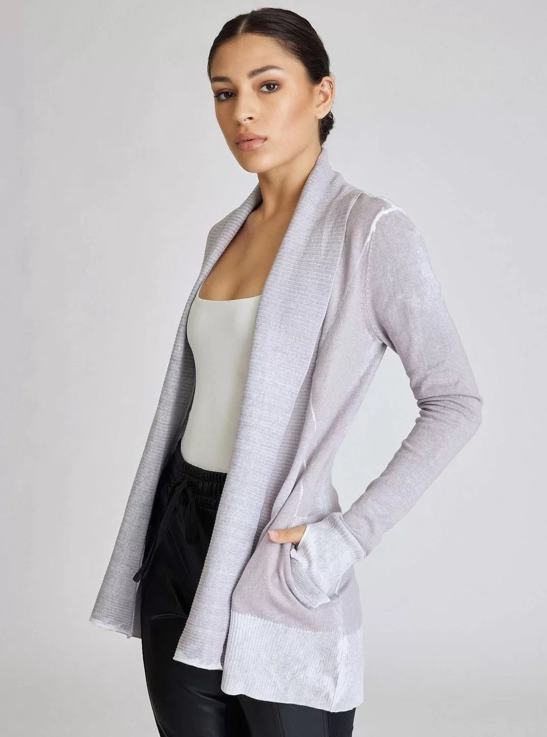 Blanc Noir Cardigan Drape Sur Le Devant Huntress^Femmes Chandails