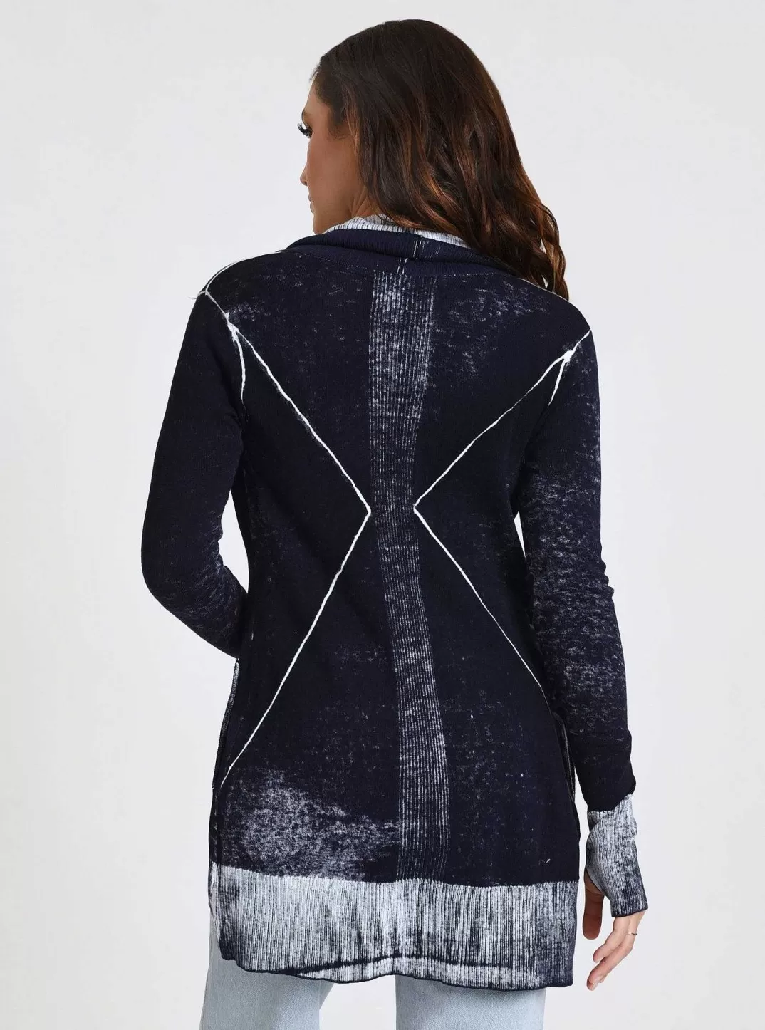 Blanc Noir Cardigan Drape Sur Le Devant Huntress^Femmes Bleu Marine