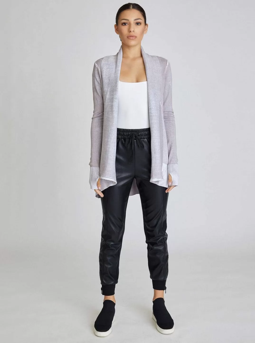 Blanc Noir Cardigan Drape Sur Le Devant Huntress^Femmes Chandails