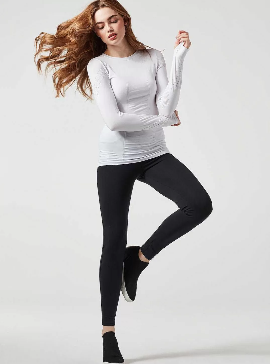 Blanc Noir Dessus Magnetique Ls^Femmes Vêtements De Sport