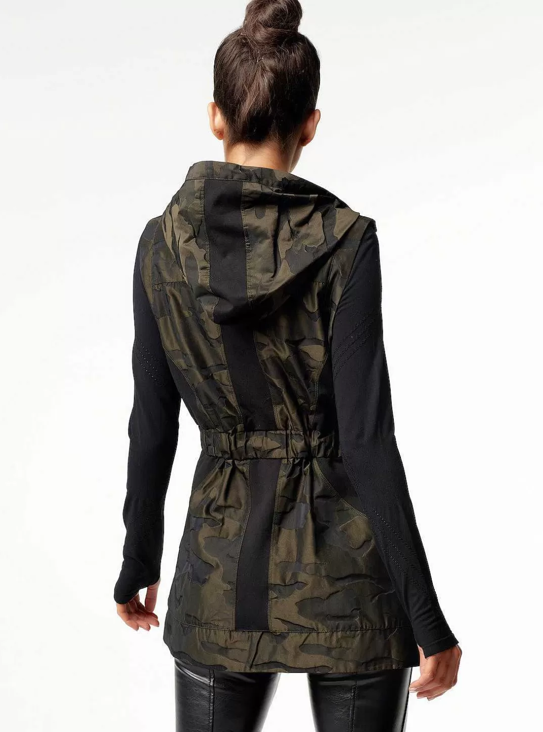 Blanc Noir Gilet Allonge Camouflage^Femmes Olive