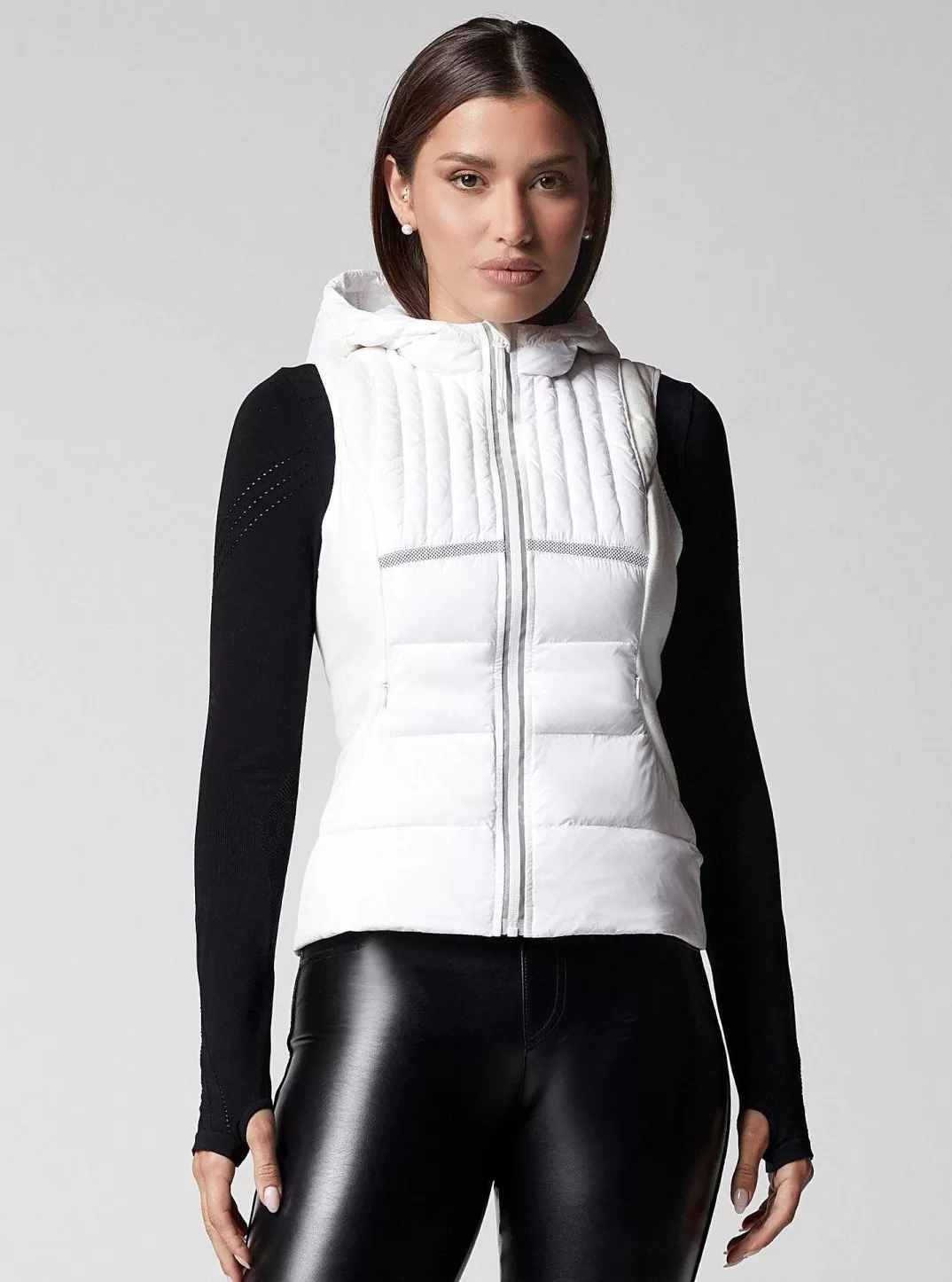 Blanc Noir Gilet Leste En Plumes Reflechissant^Femmes Doudounes Et Manteaux