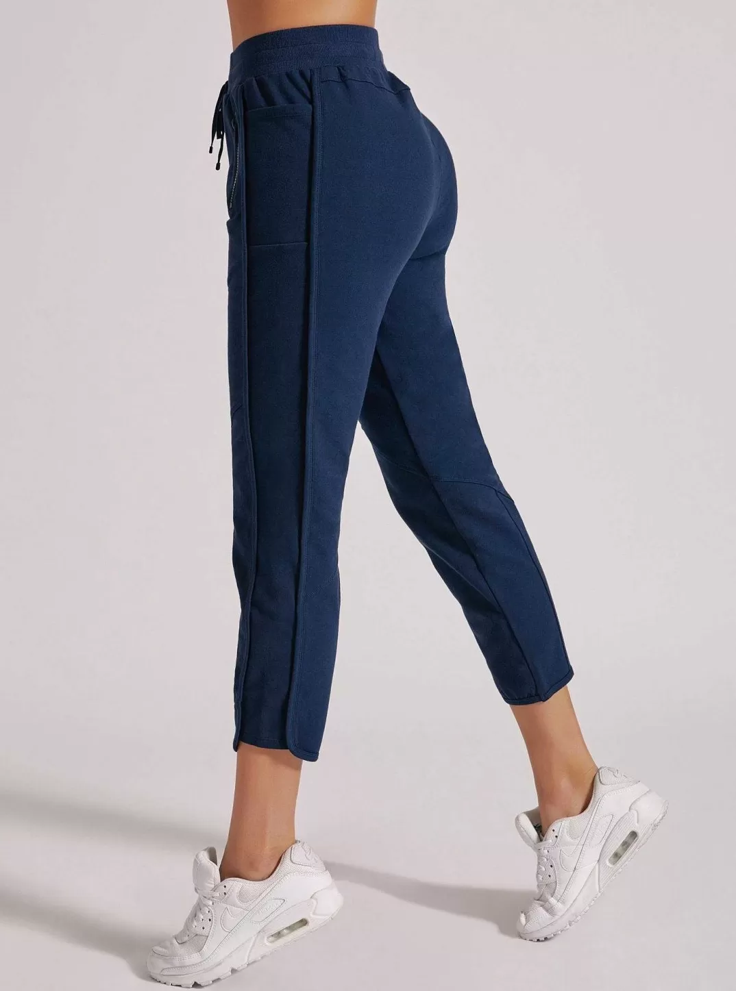 Blanc Noir Pantalon Court Tempete^Femmes Bleu Marine