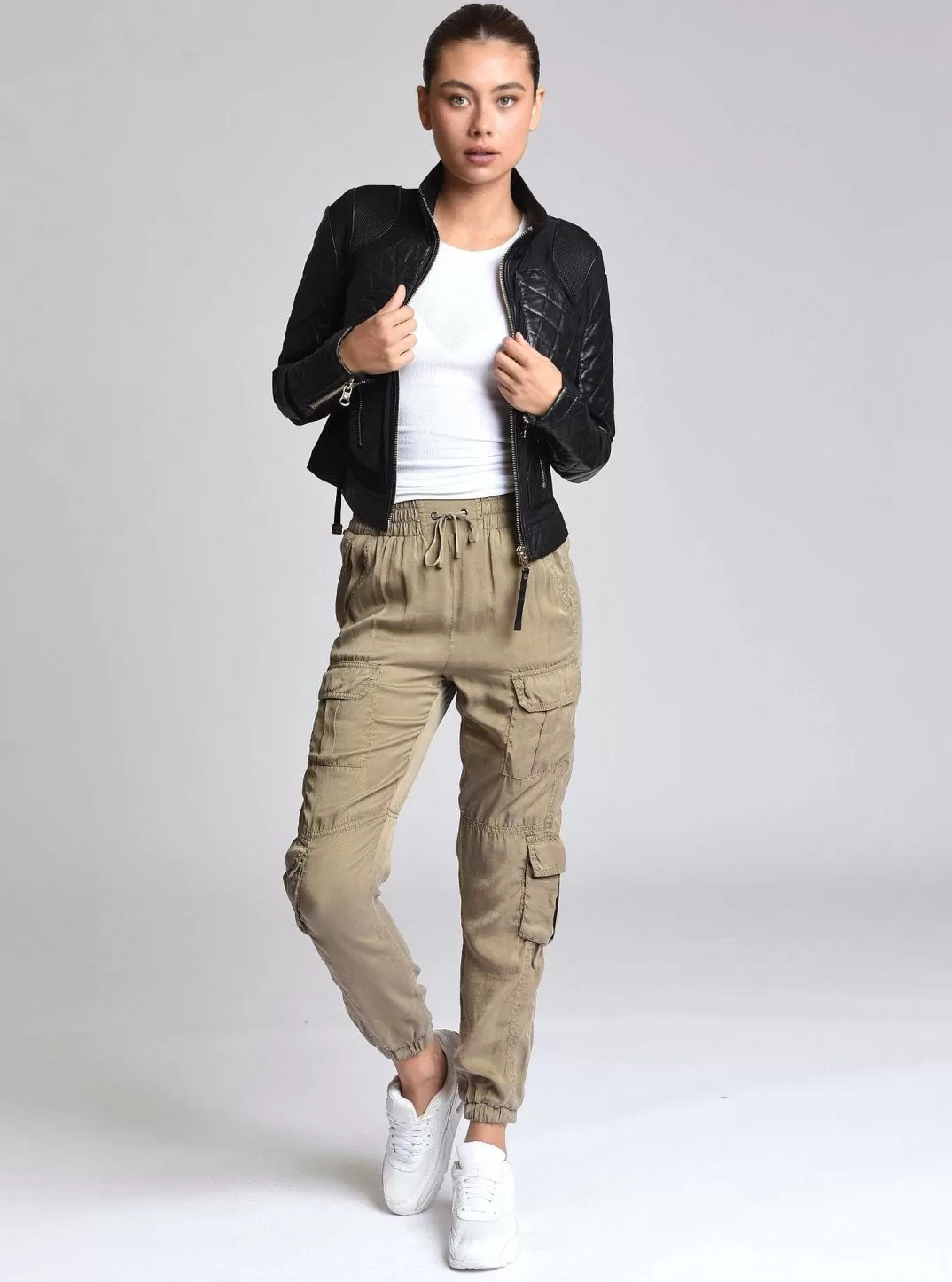 Blanc Noir Pantalon De Jogging Phoenix Tencel^Femmes Olive