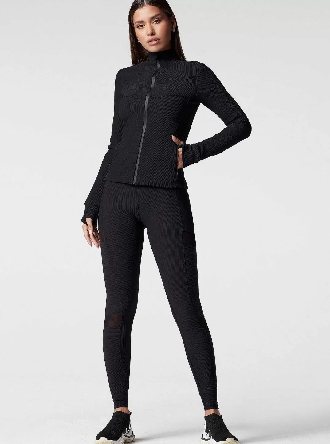 Blanc Noir Veste Ajustee Directionnelle^Femmes Vêtements De Sport