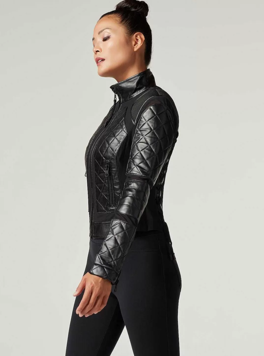 Blanc Noir Veste De Moto Classique^Femmes Motos