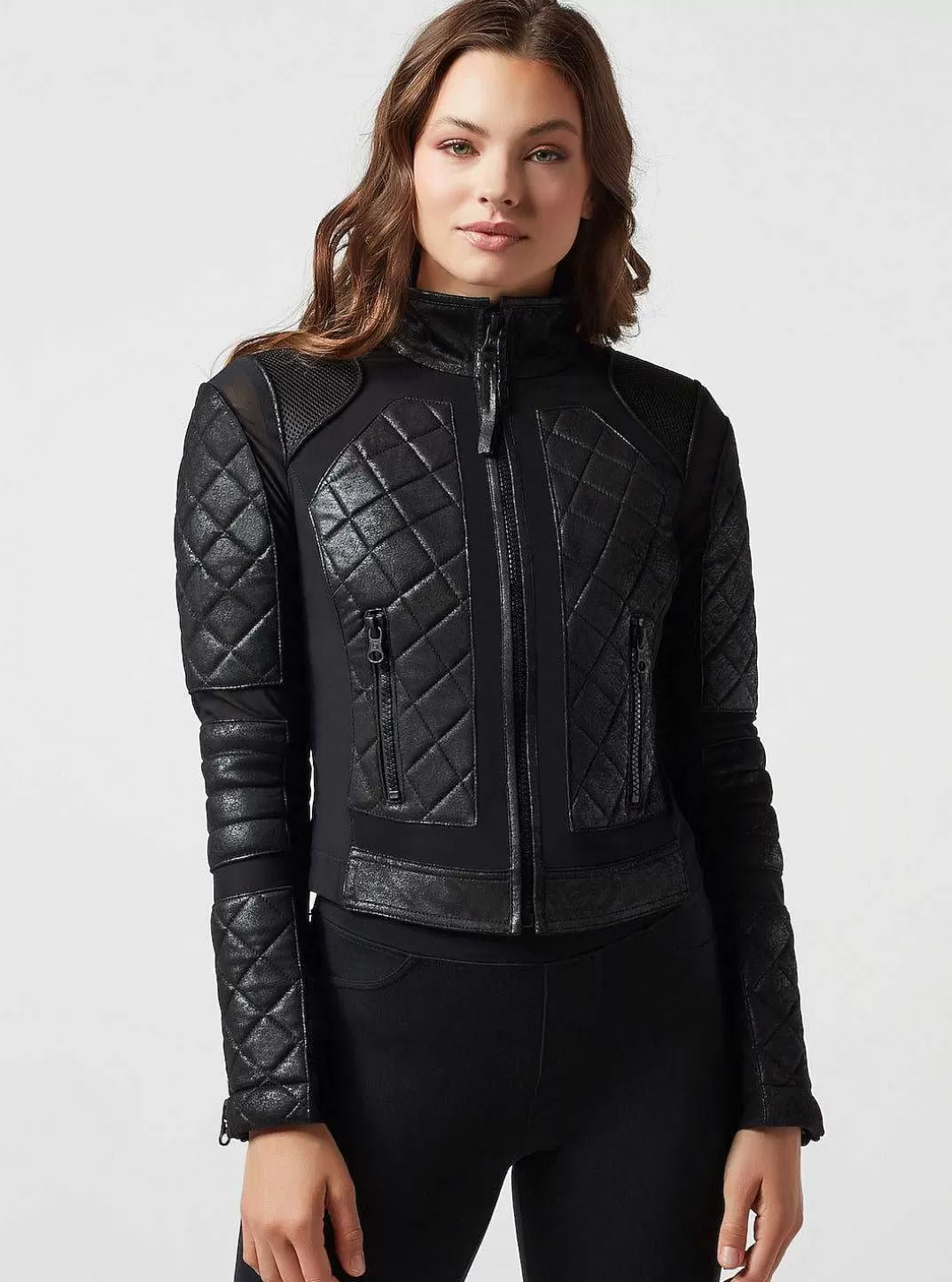 Blanc Noir Veste De Moto Vintage^Femmes Motos