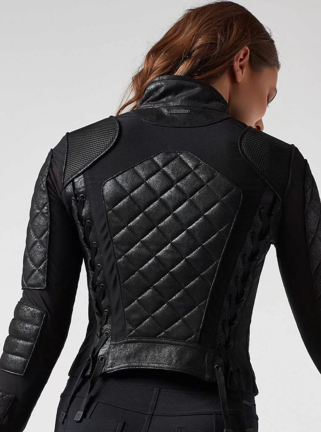 Blanc Noir Veste De Moto Vintage^Femmes Motos