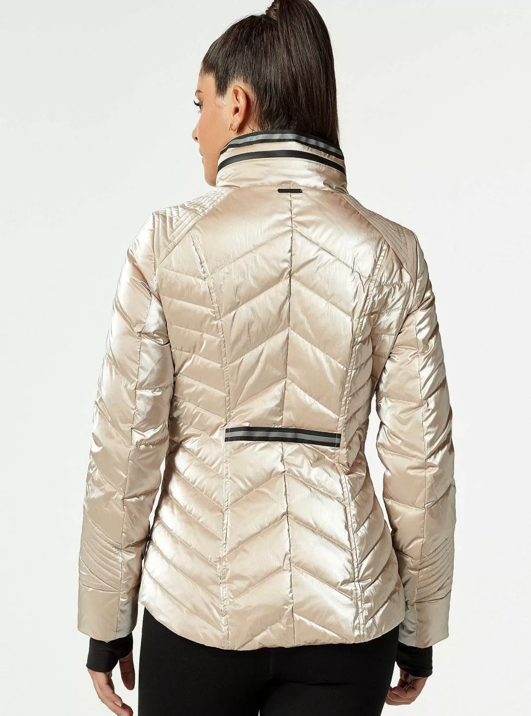 Blanc Noir Veste Matelassee En Duvet Super Hero Avec Bordure Reflechissante^Femmes Doudounes Et Manteaux